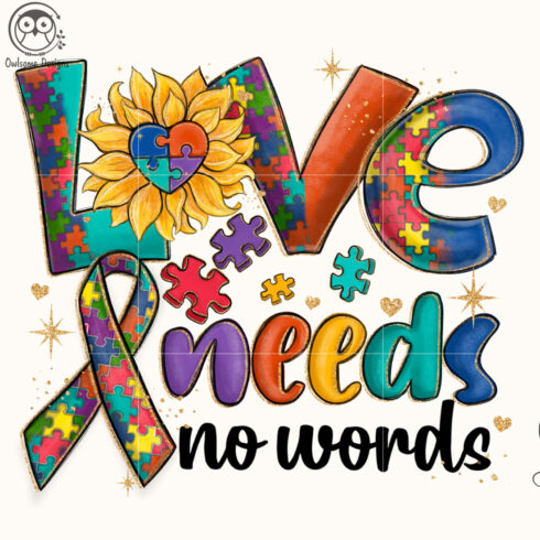 Autism Love Needs No Words PNG cover image.