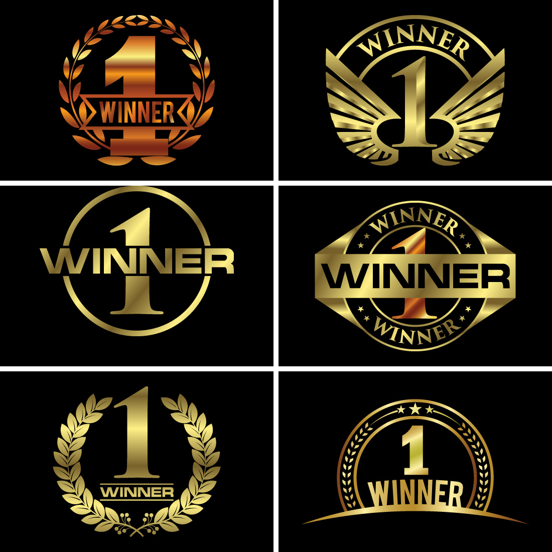 Golden number-one icon, Award, champion, winner, success concept abstract logo sign symbol cover image.