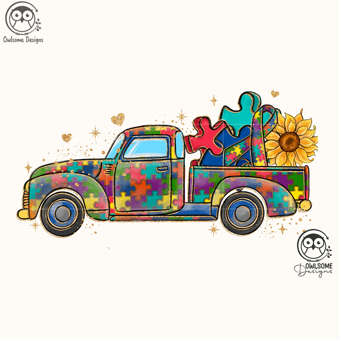Autism Truck PNG Sublimation cover image.