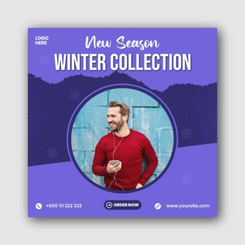 Winter collection sale Social Media Instagram Post Template cover image.