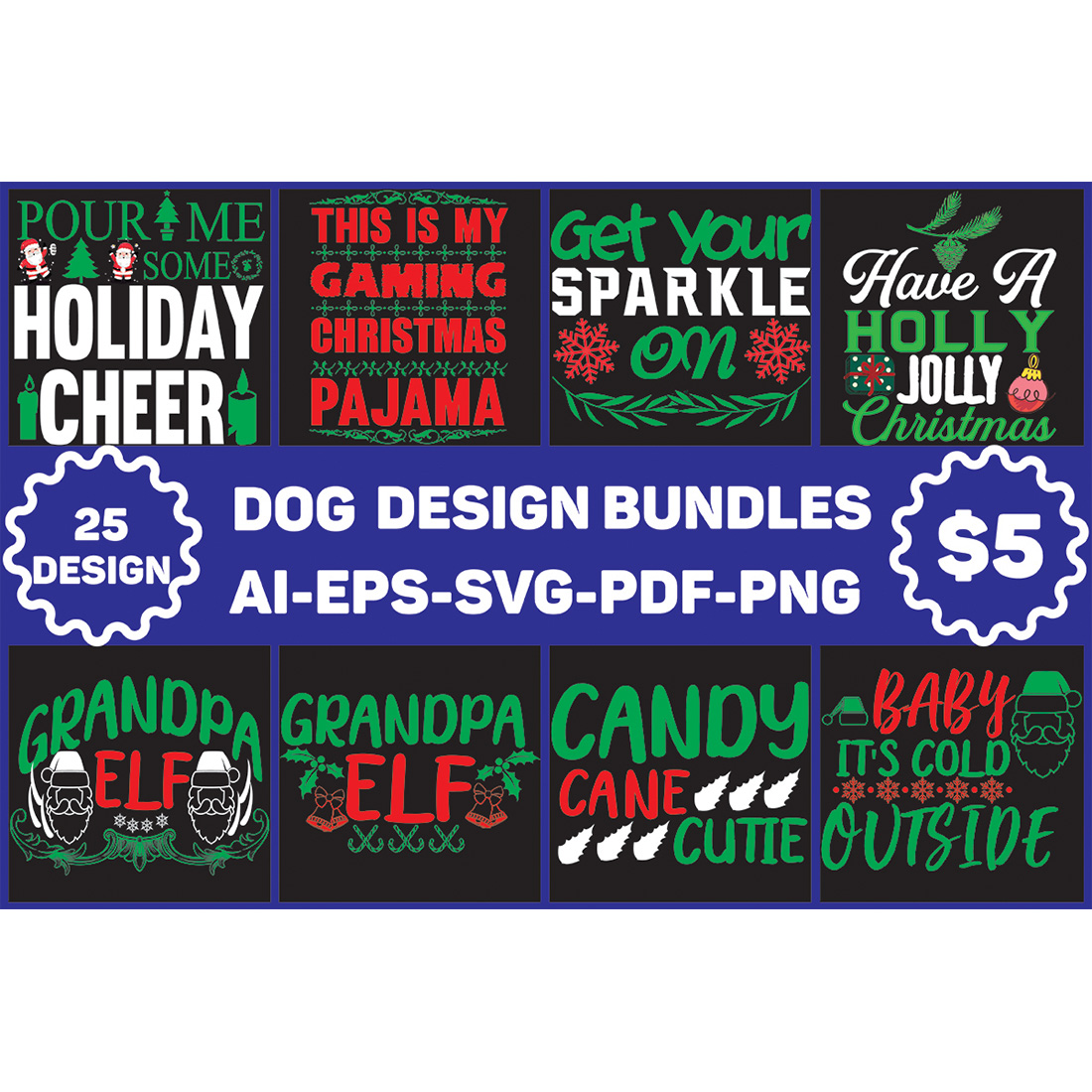 Christmas SVG Designs Bundle cover image.