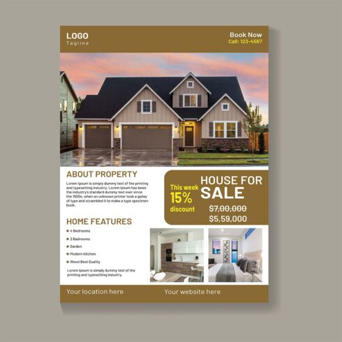 3 Professional real estate business flyer design template cover image.