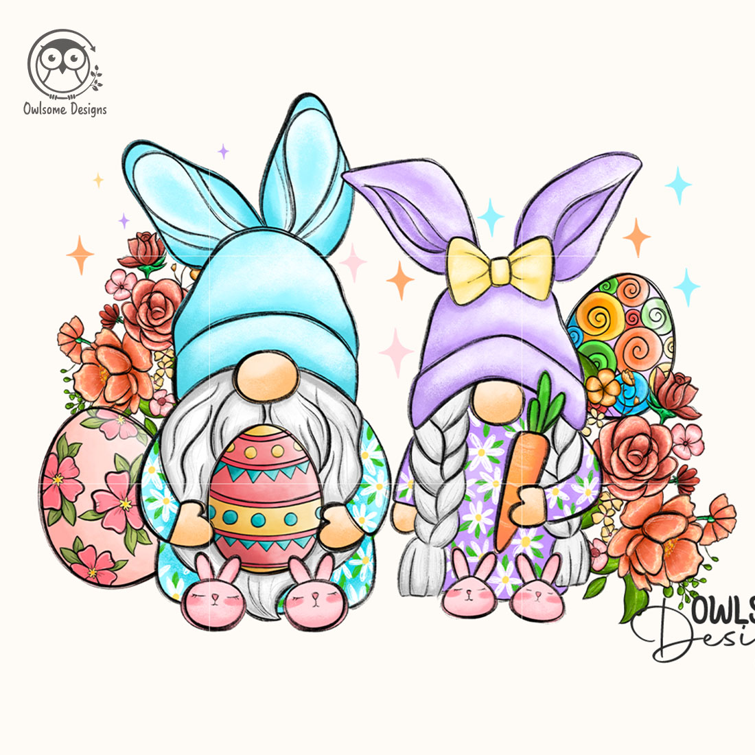 Gnomes Couple Easter Day PNG cover image.