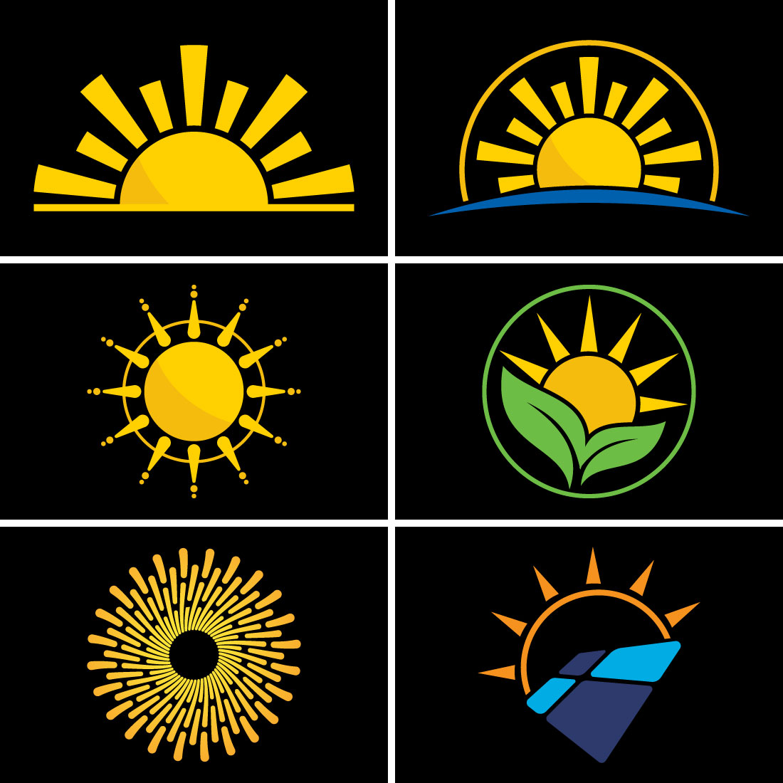 Abstract creative sun logo design, Summer Sun Logo, Sunburst icon sign symbol cover image.