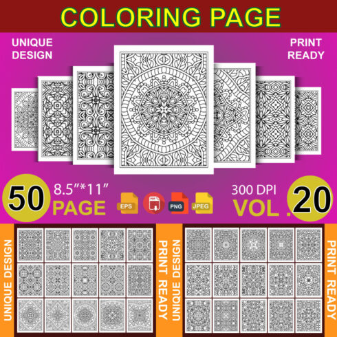 50 Adult Coloring Book Page KDP Design cover image.