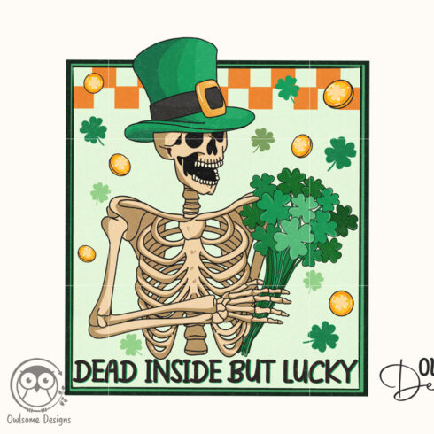 Funny Skeleton Patricks Day PNG cover image.