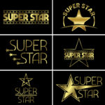 Premium Vector  Golden super star text logo sign symbol super star