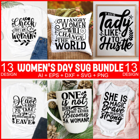 women's day svg bundle cover image.