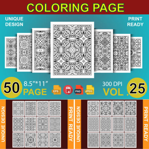 50 Adult Coloring Book Page KDP Design cover image.