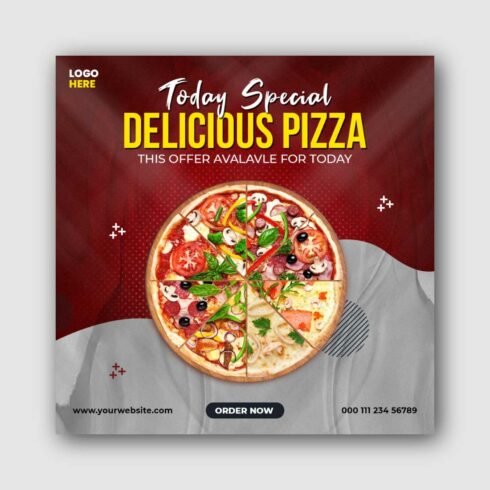 Delicious Pizza Social Media Template cover image.
