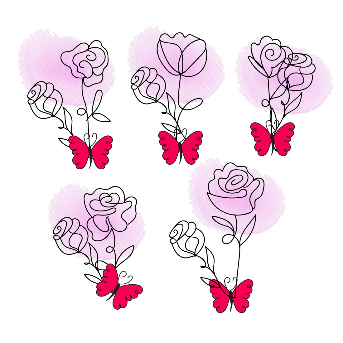 watercolor rose bundle preview image.