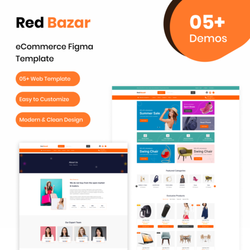Red BazareCommerce Figma Template cover image.