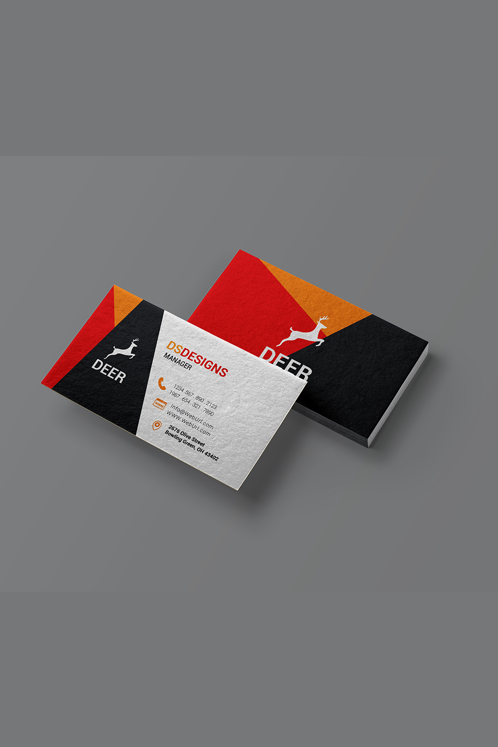 Simple and professional business card design pinterest preview image.