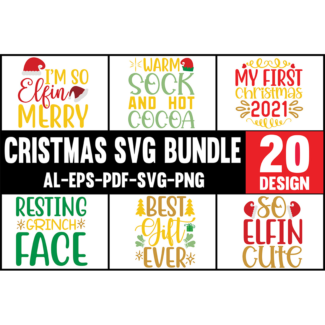 Christmas SVG Designs Bundle cover image.