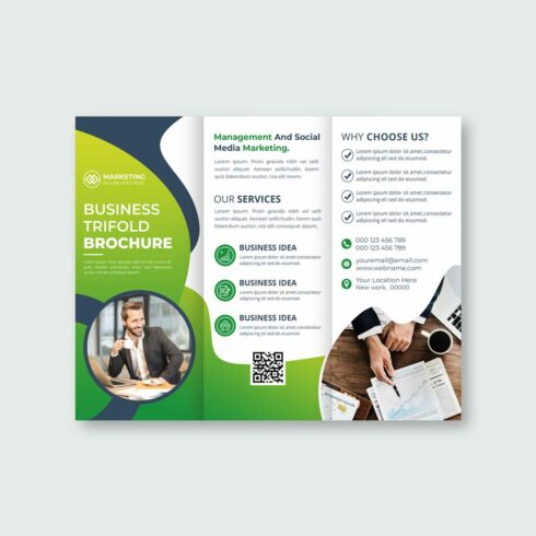 Corporate company trifold brochure template cover image.