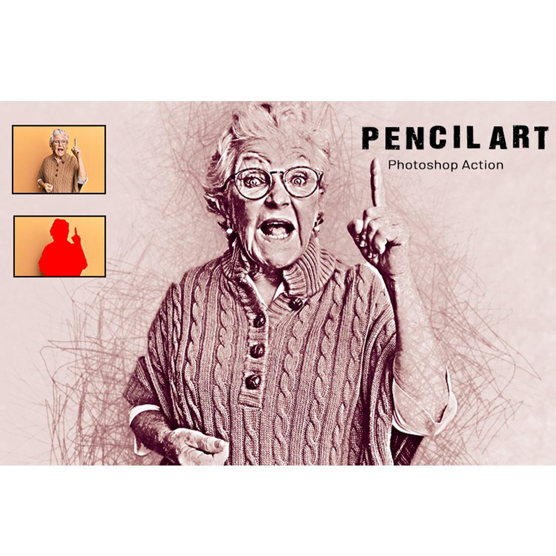 Pencil Art Photoshop Action cover image.