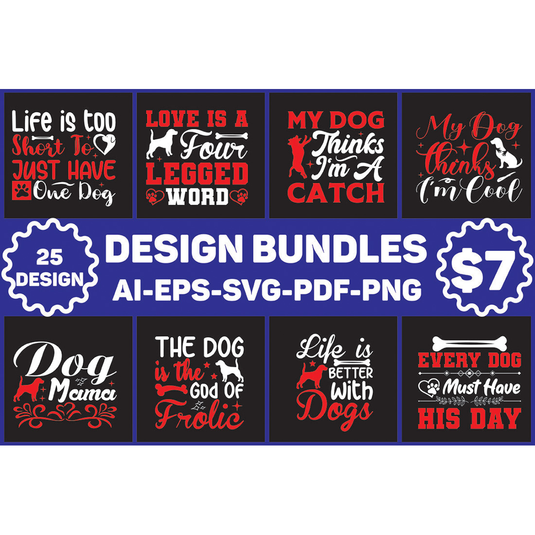 Set of six design bundles for a dog lover.