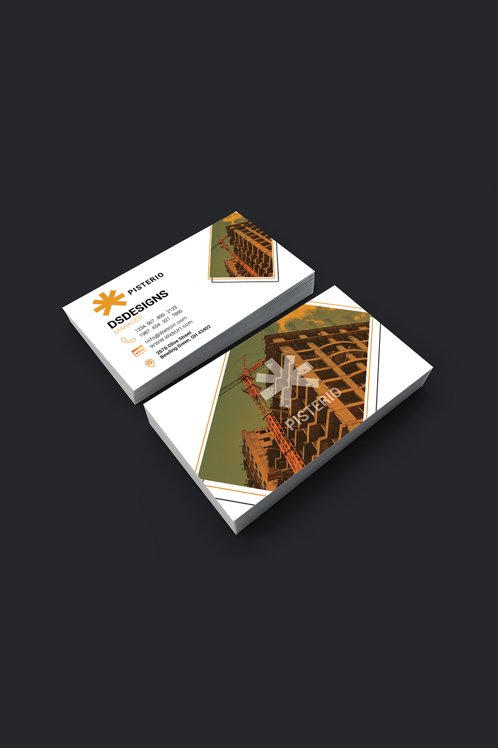 Construction business card design in just 5$ pinterest preview image.