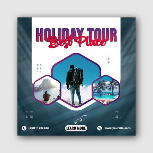 Holiday Tour Social Media Instagram Post Template cover image.