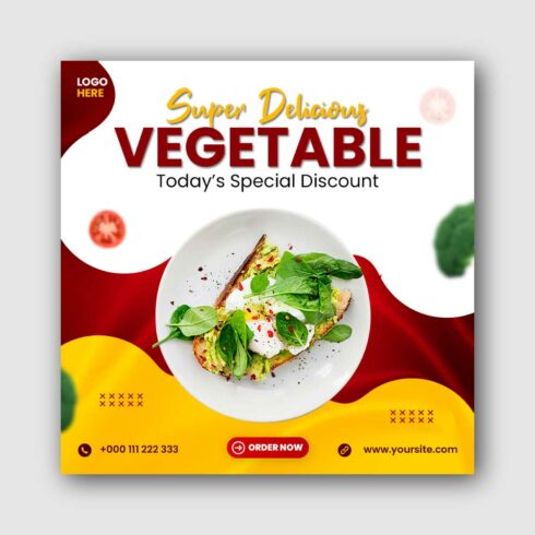 Vegetable food Social Media Instagram Post Template cover image.