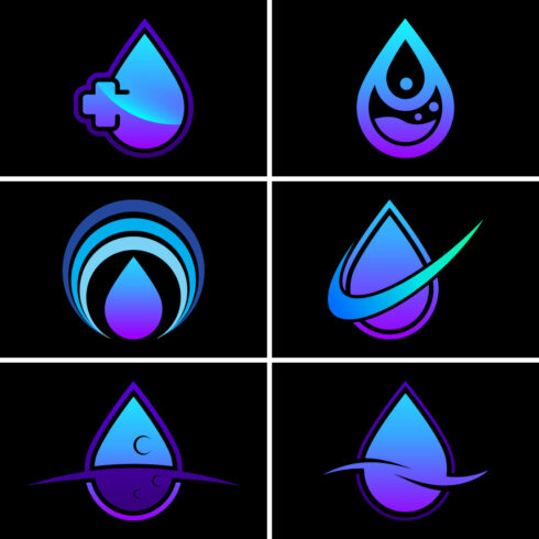 Abstract water drop logo sign symbol vector illustration, Water drop Logo design template cover image.