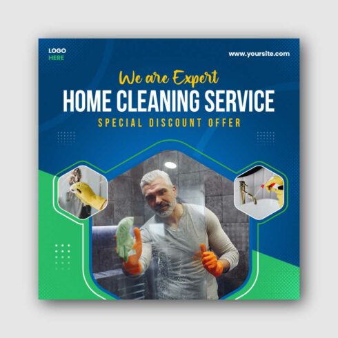 Home cleaning service Social Media Template cover image.