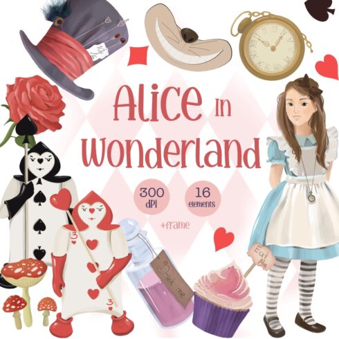 Alice In Wonderland Clipart Set cover image.