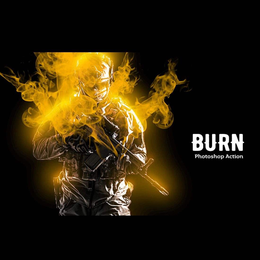 Burn Photoshop Action cover image.