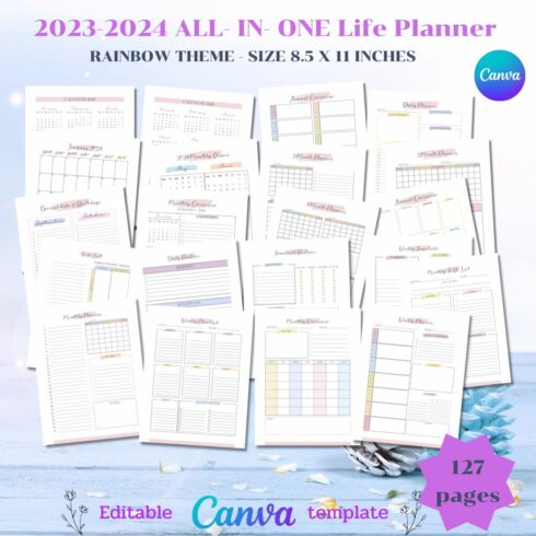 2023-2024 All-in-one Life Planner - Canva Template cover image.