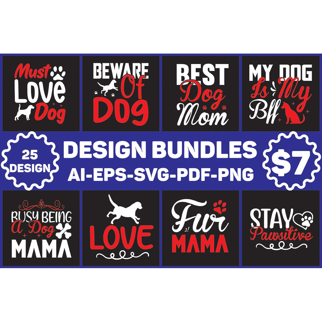 Set of six design bundles for a dog mom.