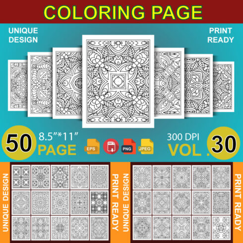 50 Adult Coloring Book Page KDP Design cover image.