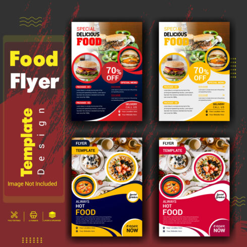 Restaurant food flyer template Design with Burger cover image.