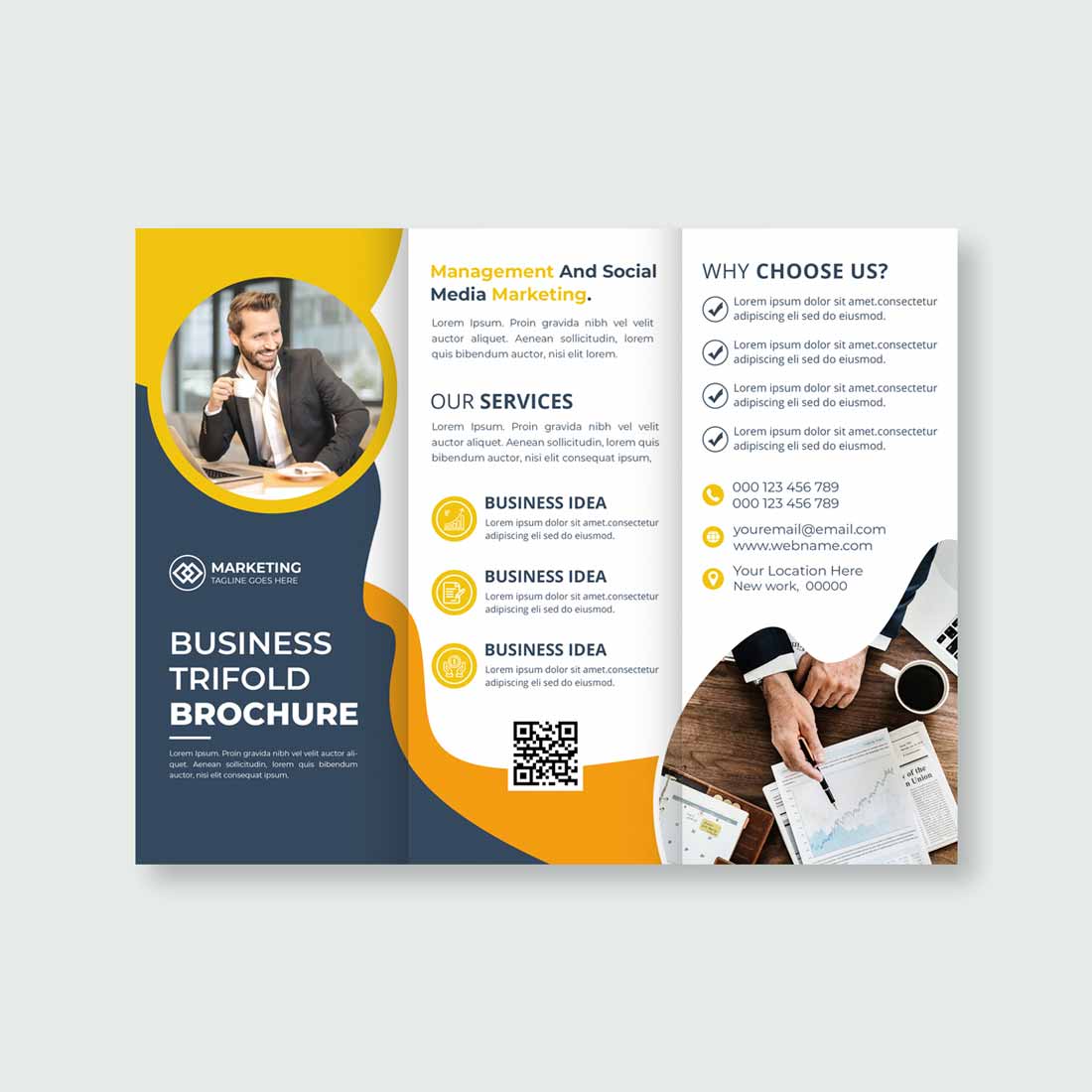 Business Tri Fold Brochure Cover Template cover image.