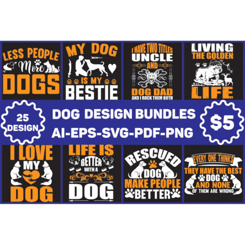 Blue and orange banner with dogs on it.
