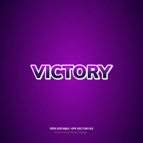 Easy editable victory 3d text effect cover image.
