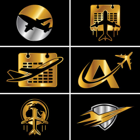 Travel icons Aviation logo sign, Flying symbol Flight icon cover image.