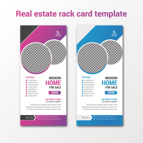 Real estate business rack card template design cover image.