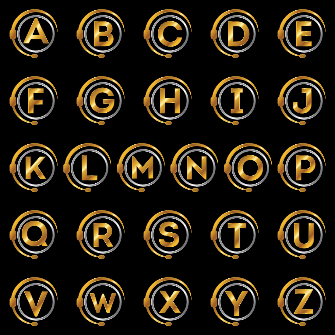 Initial A-Z monogram letter alphabet and support service with headphones Headphone logo cover image.