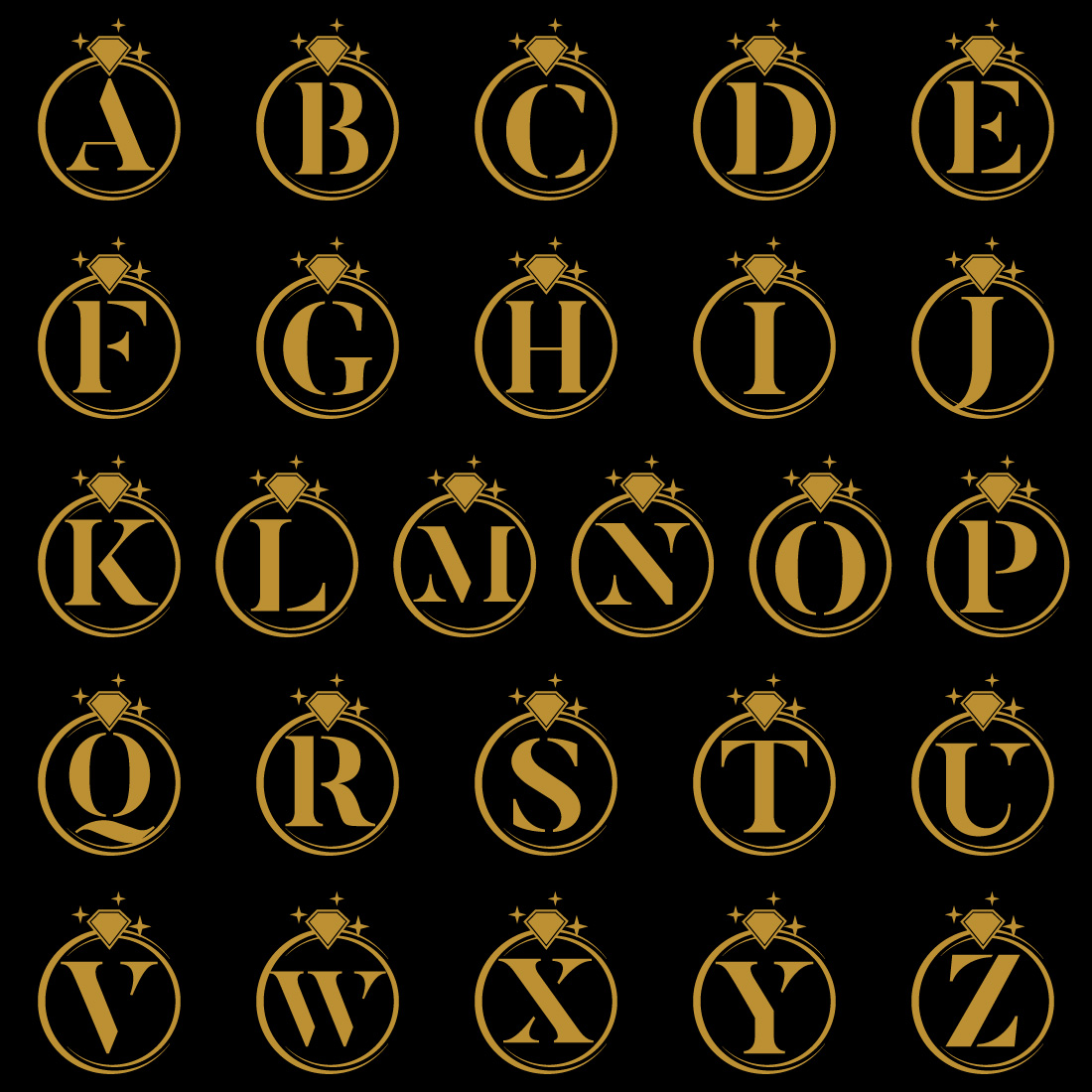 14K Gold Diamond Alphabet Rings – LUVXM London