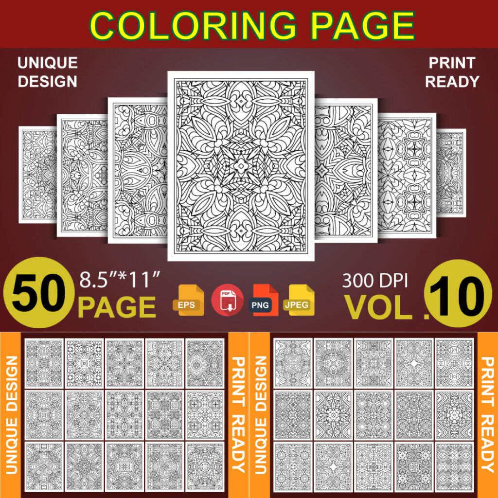 50 Adult Coloring Book Page KDP Design - MasterBundles