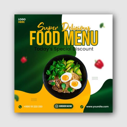 Special Delicious food menu Social Media Post Template cover image.