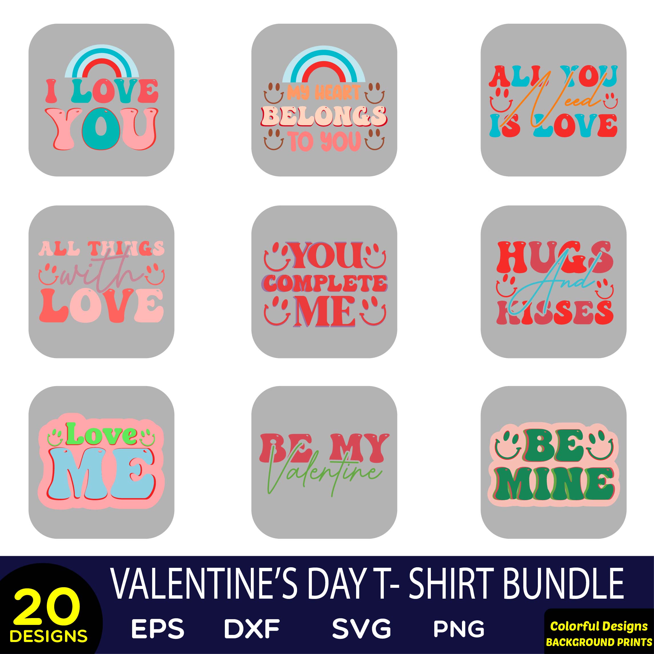 valentine's day t-shirt bundle cover image.