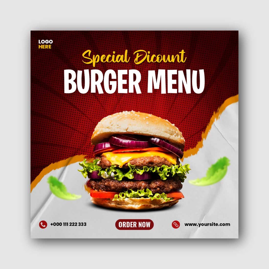 Burger menu Social Media Instagram Post Template cover image.