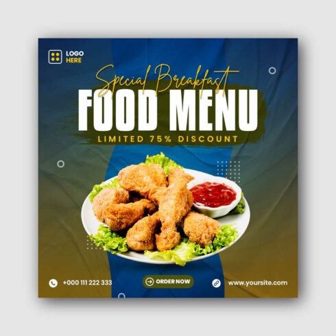 Food menu Social Media Instagram Post Template cover image.