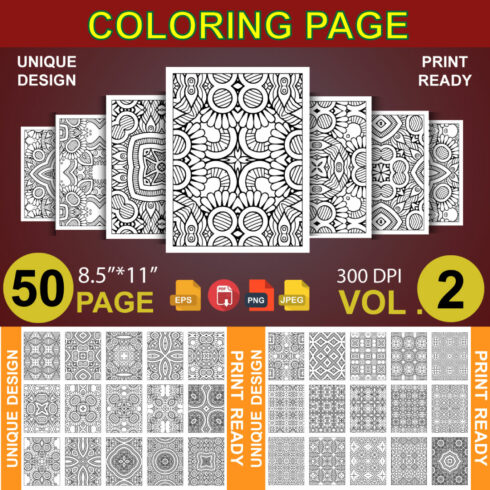 50 Adult Coloring Book Page For KDP cover image.
