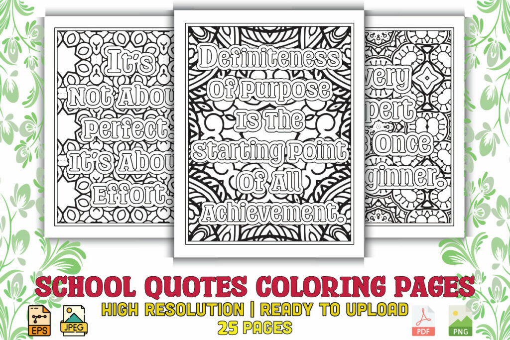 School Quotes Coloring Pages - Masterbundles