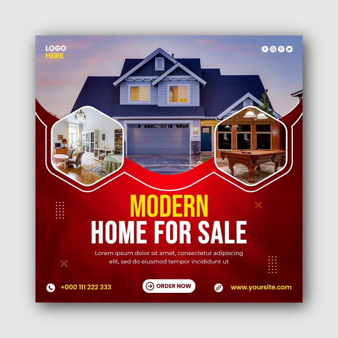 Modern Home sale Social Media Instagram Post Template cover image.