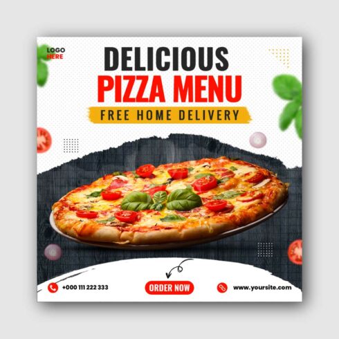 Pizza food Social Media Instagram Post Template cover image.