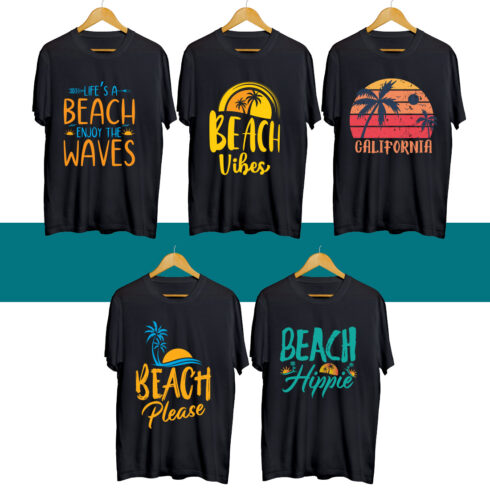 Beach Day SVG T Shirt Designs Bundle cover image.