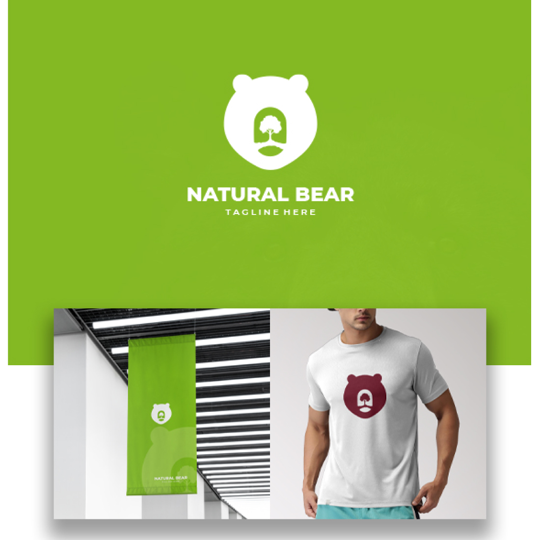 Man wearing a white shirt with a bear on it.